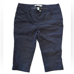 Simons Contempraine blue patterned capris, Sz 16